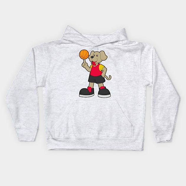 Dog as Basketball player with Basketball Kids Hoodie by Markus Schnabel